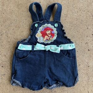 VINTAGE DISNEY
 Princess Ariel Overalls 3T Y2K The Little Mermaid Denim Rare